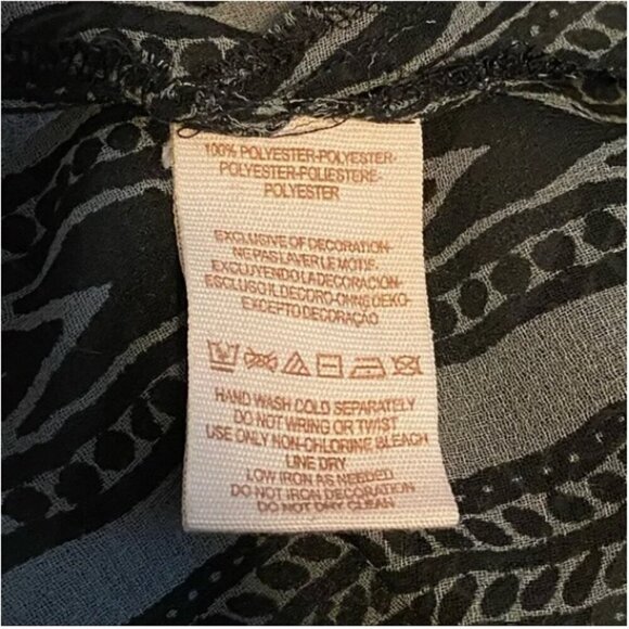 FREE PEOPLE Feather in the Wind Grey Black Sheer Long Sleeve Boho Blouse Beads S - Picture 10 of 13